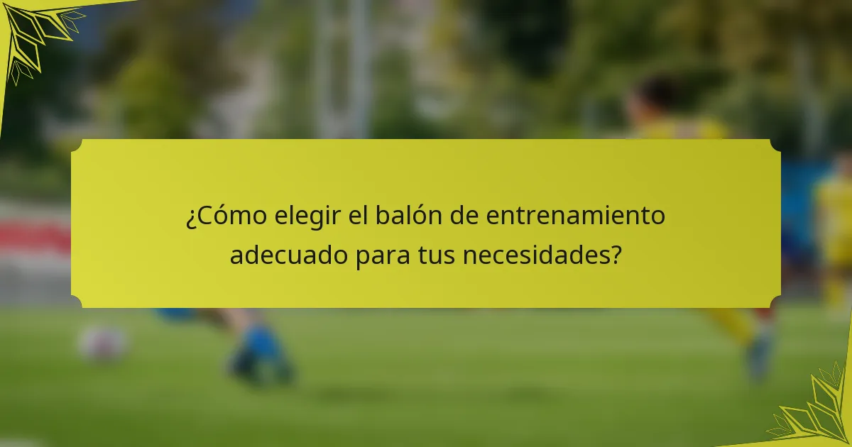 ¿Cómo elegir el balón de entrenamiento adecuado para tus necesidades?