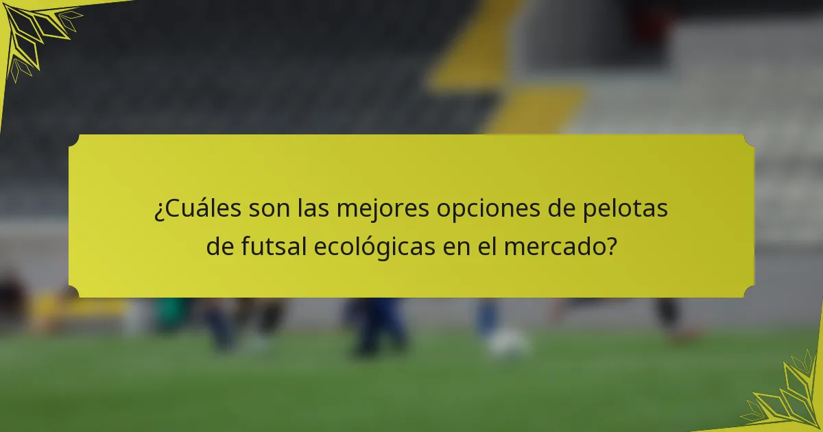 ¿Cuáles son las mejores opciones de pelotas de futsal ecológicas en el mercado?