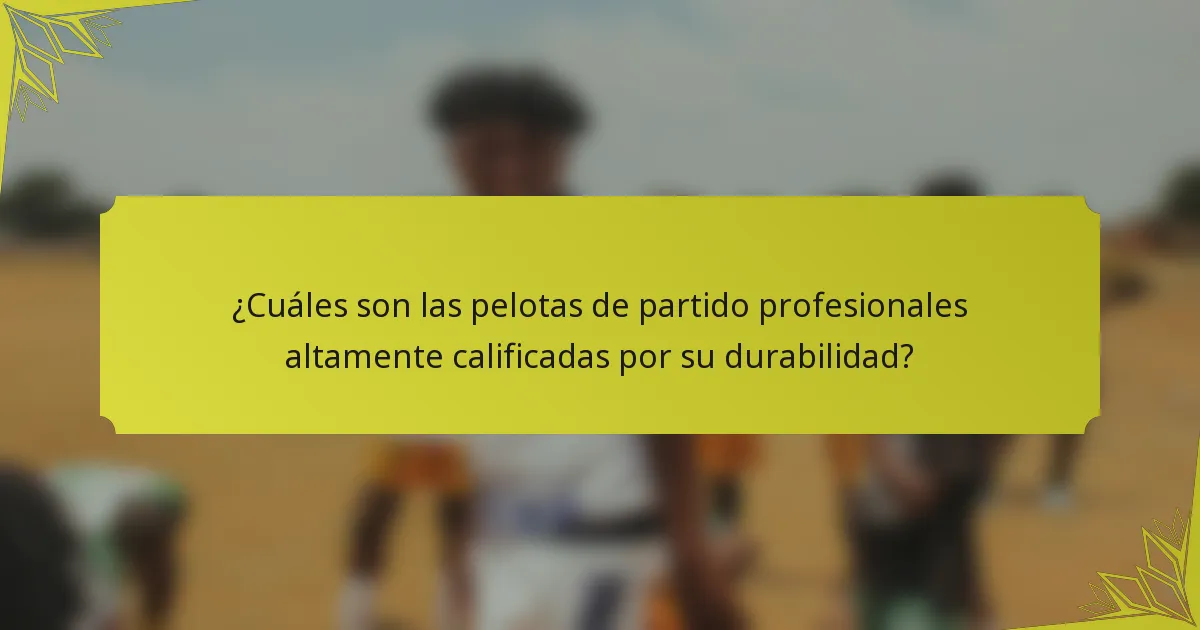 ¿Cuáles son las pelotas de partido profesionales altamente calificadas por su durabilidad?