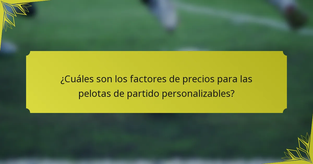 ¿Cuáles son los factores de precios para las pelotas de partido personalizables?