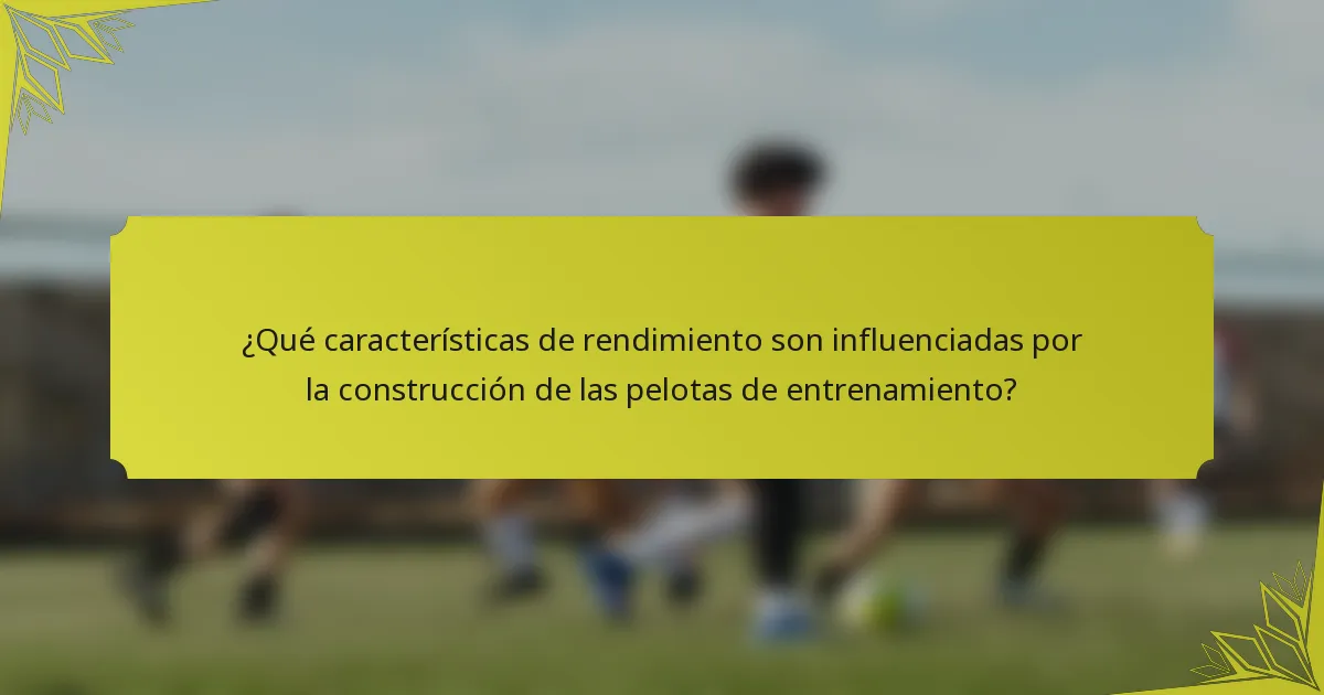 ¿Qué características de rendimiento son influenciadas por la construcción de las pelotas de entrenamiento?