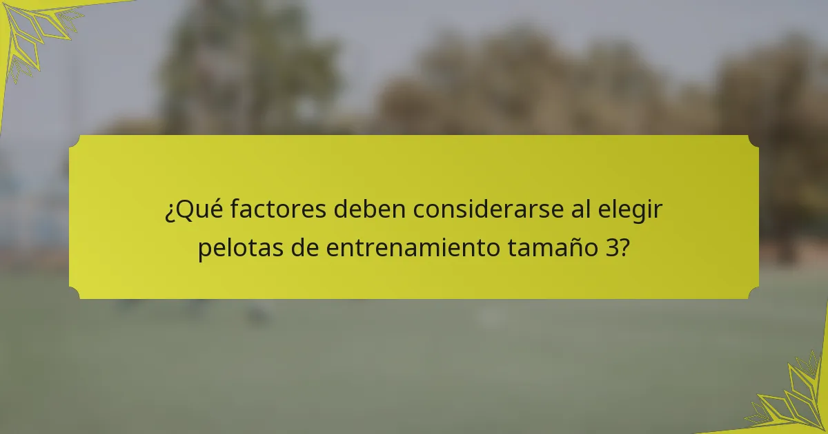 ¿Qué factores deben considerarse al elegir pelotas de entrenamiento tamaño 3?