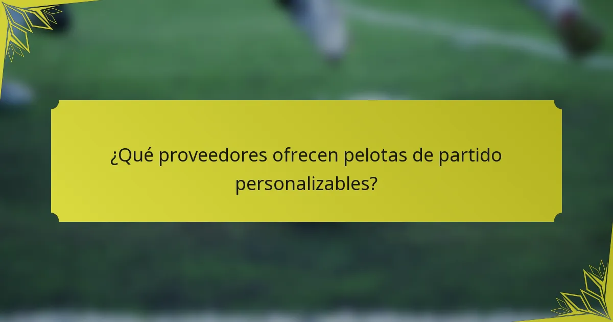 ¿Qué proveedores ofrecen pelotas de partido personalizables?